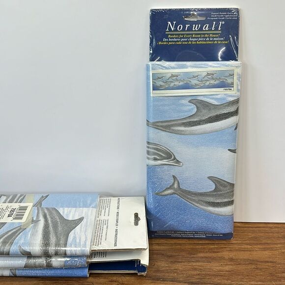 Lot of 4 Dolphin Porpoise Swimming in the Ocean Norwall Wallpaper Border 75570A - Picture 1 of 2